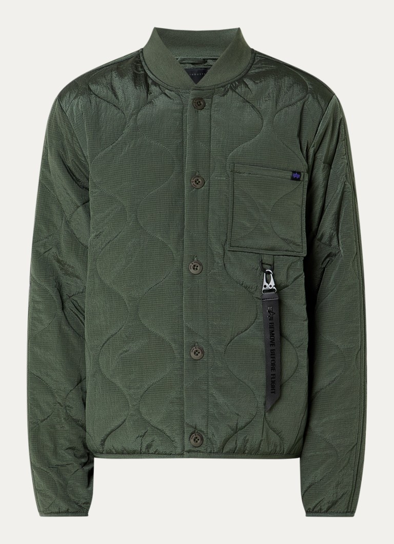 Alpha Industries Heren CWU-9 gewatteerde jack met borstzak in de kleur Mosgroen, maat: L