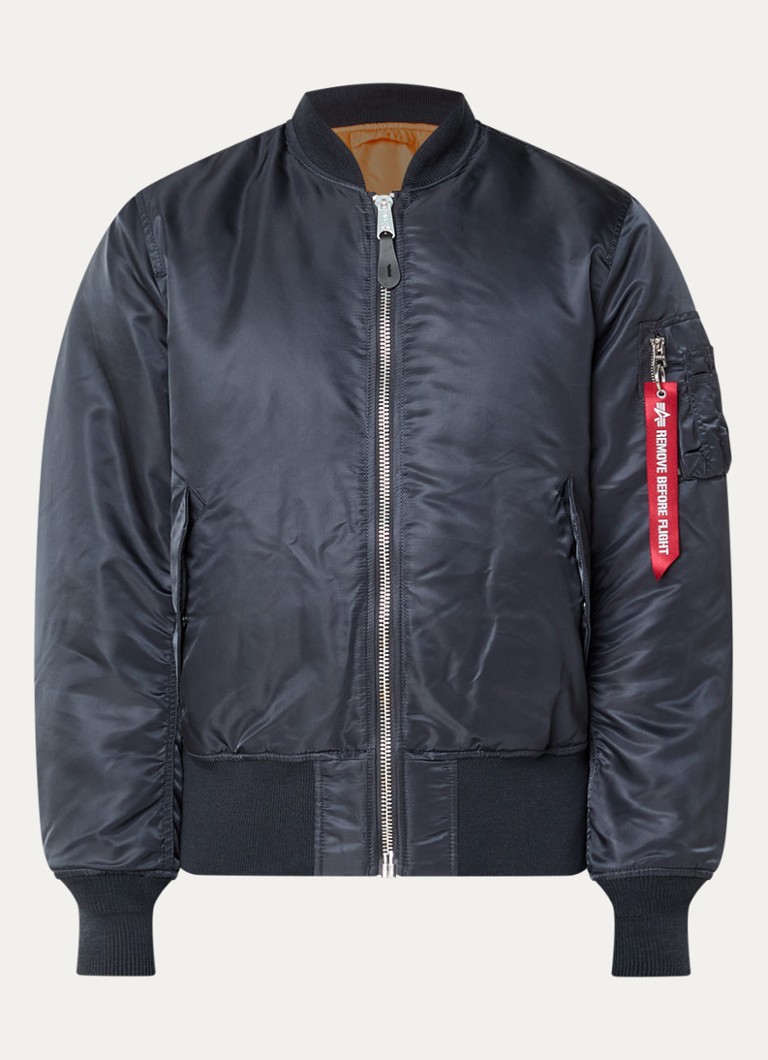 Alpha Industries Heren MA-1 Heritage reversible gewatteerd bomberjack met klepzakken in de kleur Antraciet, maat: L