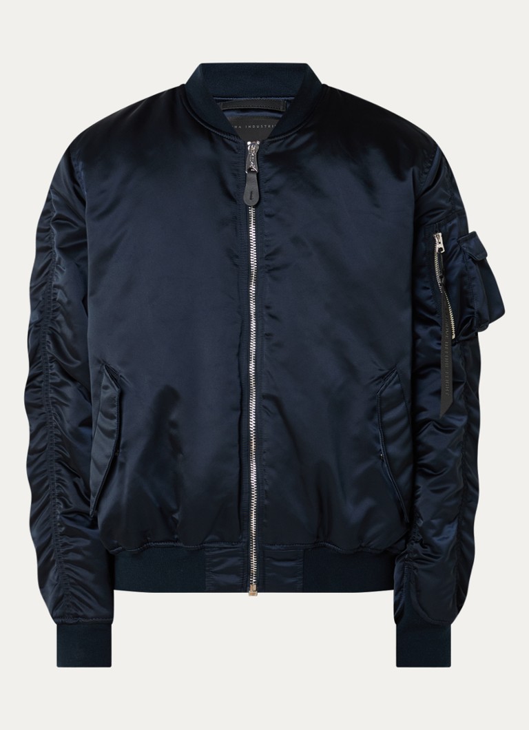 Alpha Industries Heren MA-1 UV gewatteerd bomberjack met ruches in de kleur Donkerblauw, maat: XL