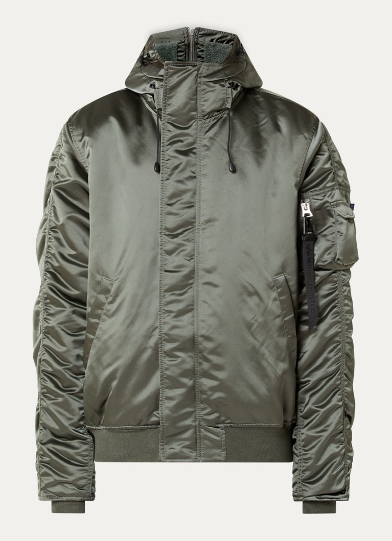 Alpha Industries Dames N-2B Base UV gewatteerd bomberjack met ruches in de kleur Mosgroen, maat: S