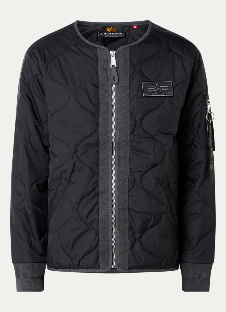 Alpha Industries Heren Q-1 gewatteerd jack met steekzakken in de kleur Zwart, maat: L