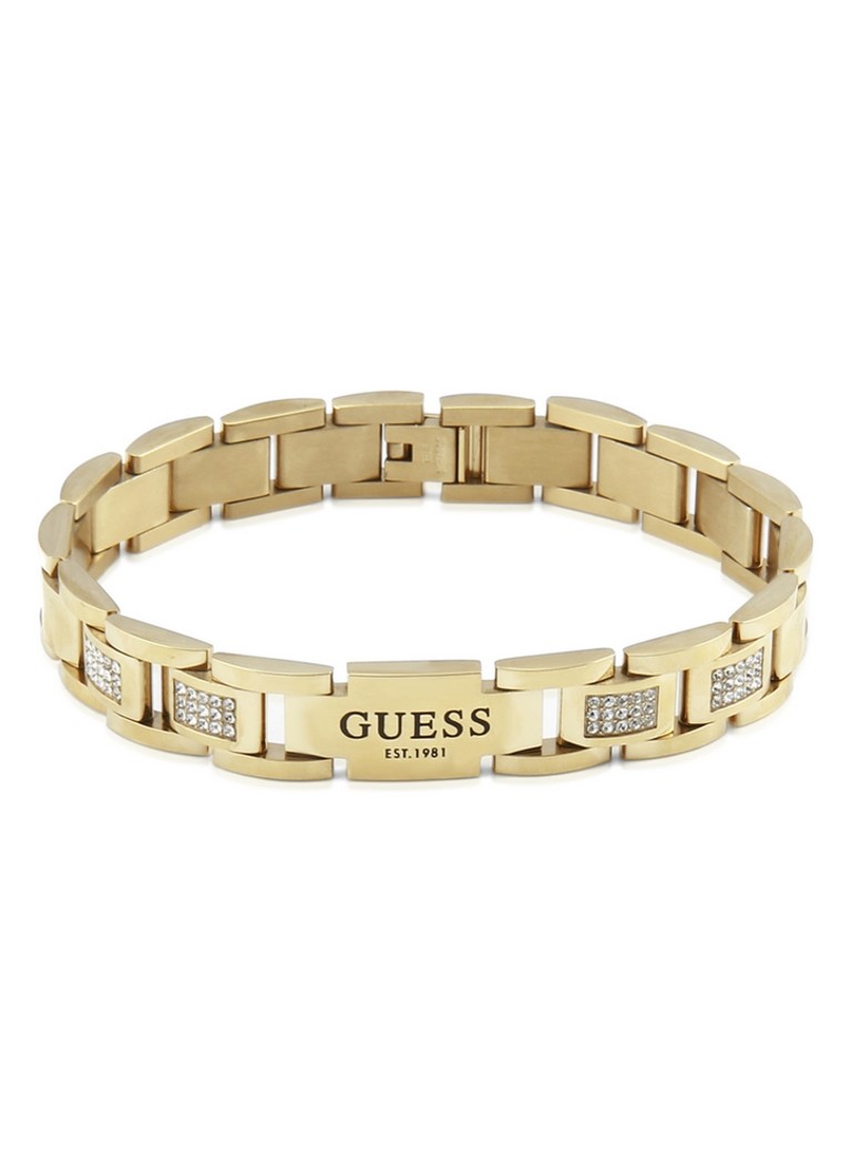 GUESS Heren Schakelarmband met zirkonia JUMB01342JWYGT-U in de kleur Goud