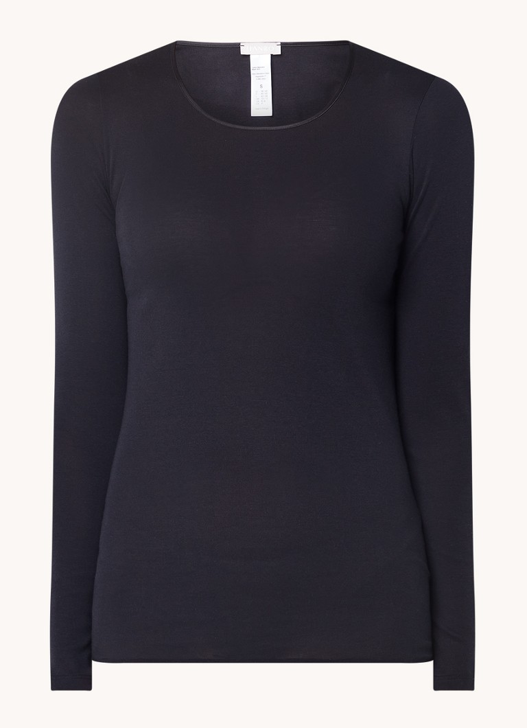 Hanro Dames Naadloze longsleeve van katoen in de kleur Zwart, maat: S