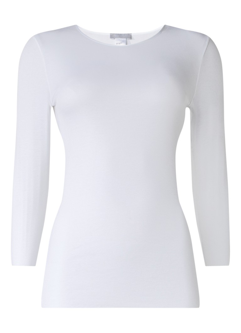 Hanro Dames Naadloze longsleeve van katoen in de kleur Wit, maat: M