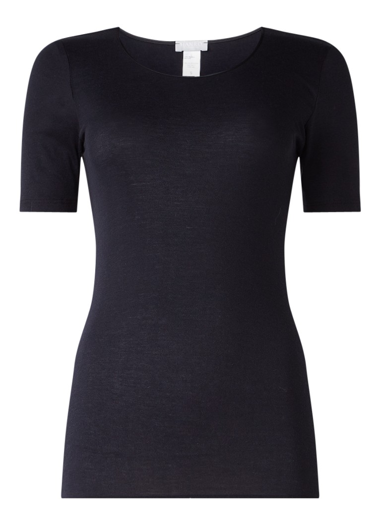 Hanro Dames T-shirt van katoen in de kleur Zwart, maat: S