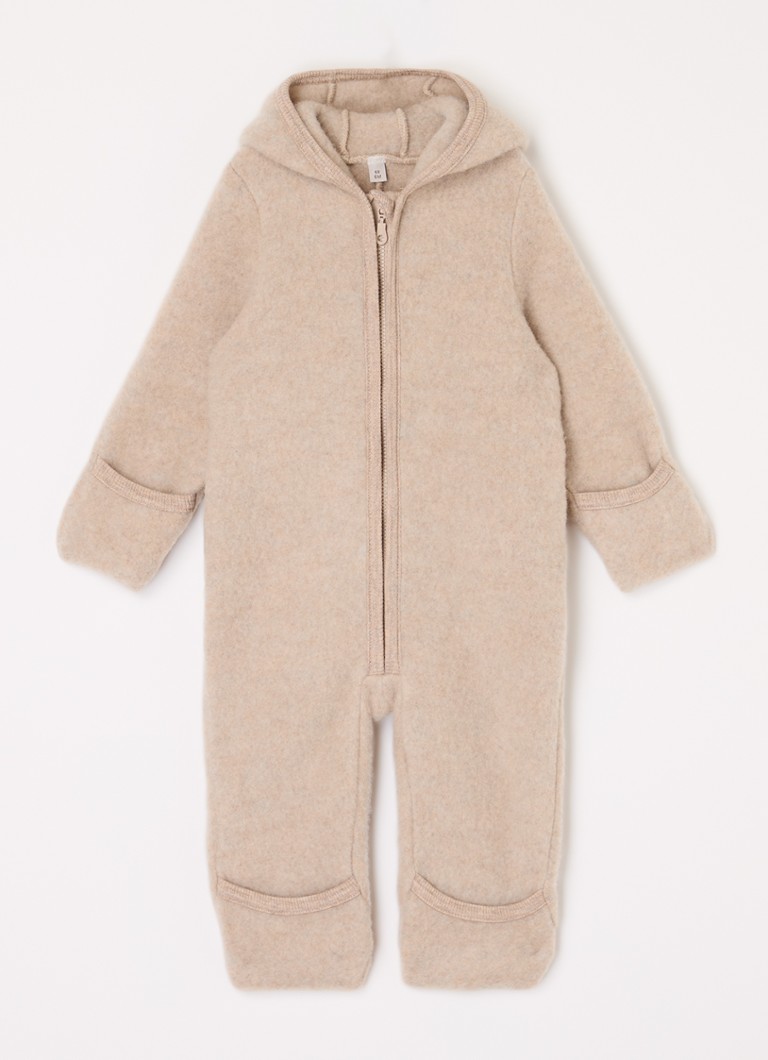Huttelihut Meisjes Babypak van wol met capuchon in de kleur Lichtbruin, maat: 56
