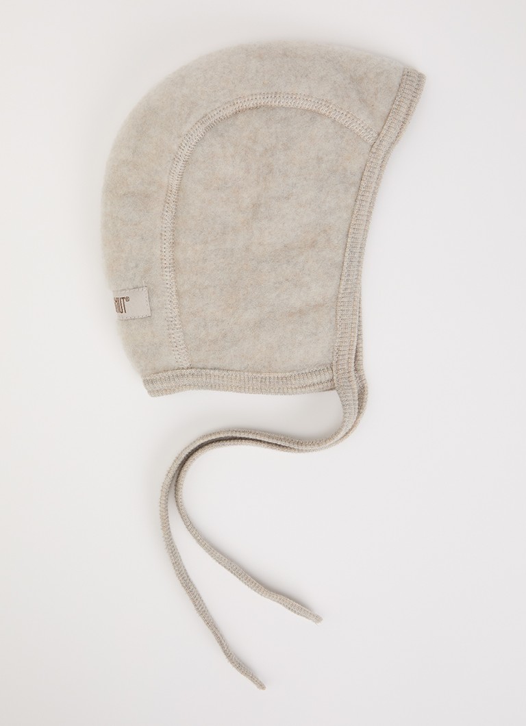 Huttelihut Meisjes Babymuts van merino wol in de kleur Donkerbeige, maat: 40\0-3M