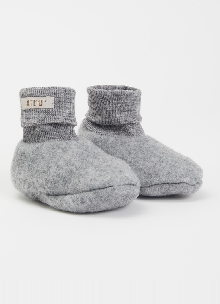 Huttelihut Meisjes Babyslofje van merino wol in de kleur Grijsmele, maat: 74\80