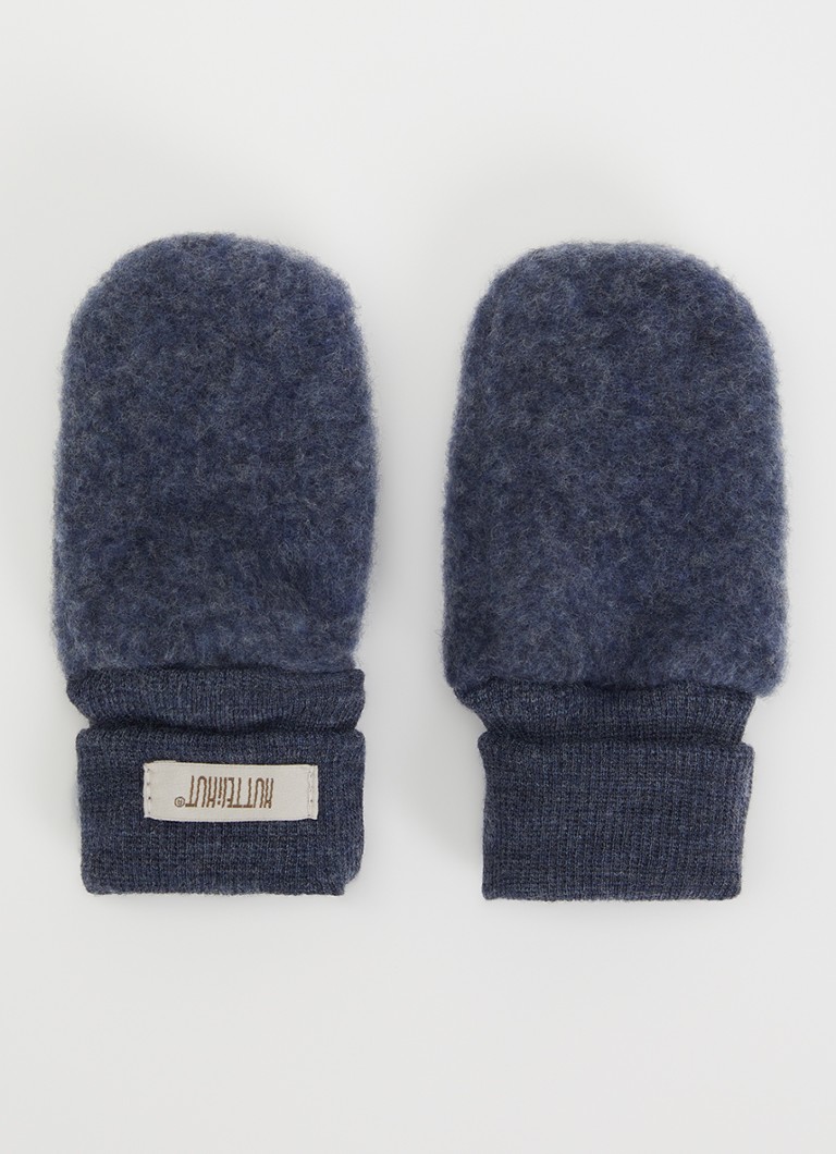Huttelihut Meisjes Wanten van merino wol in de kleur Donkerblauw, maat: 50\56
