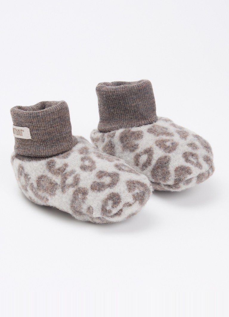 Huttelihut Meisjes Babyslofje van merino wol in de kleur Lichtgrijs, maat: 74\80