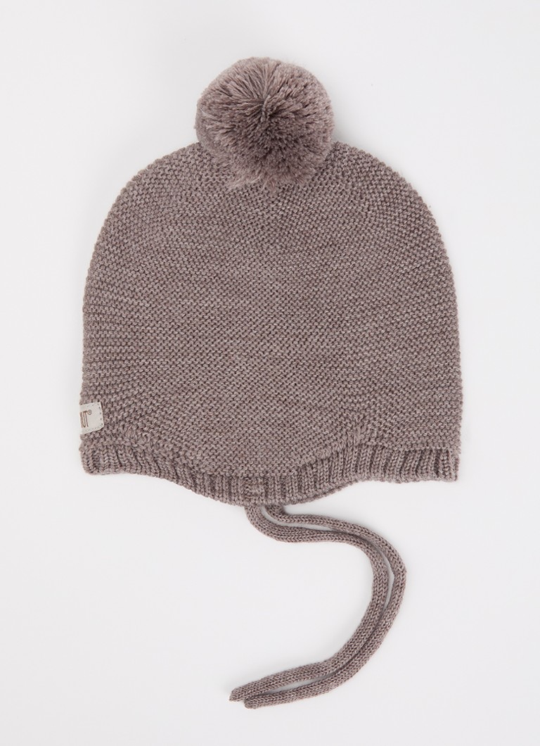 Huttelihut Meisjes Ribgebreide muts van wol in de kleur Grijs, maat: 50\12-24M