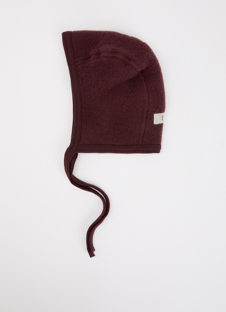 Huttelihut Meisjes Babymuts van merino wol in de kleur Aubergine, maat: 40\0-3M