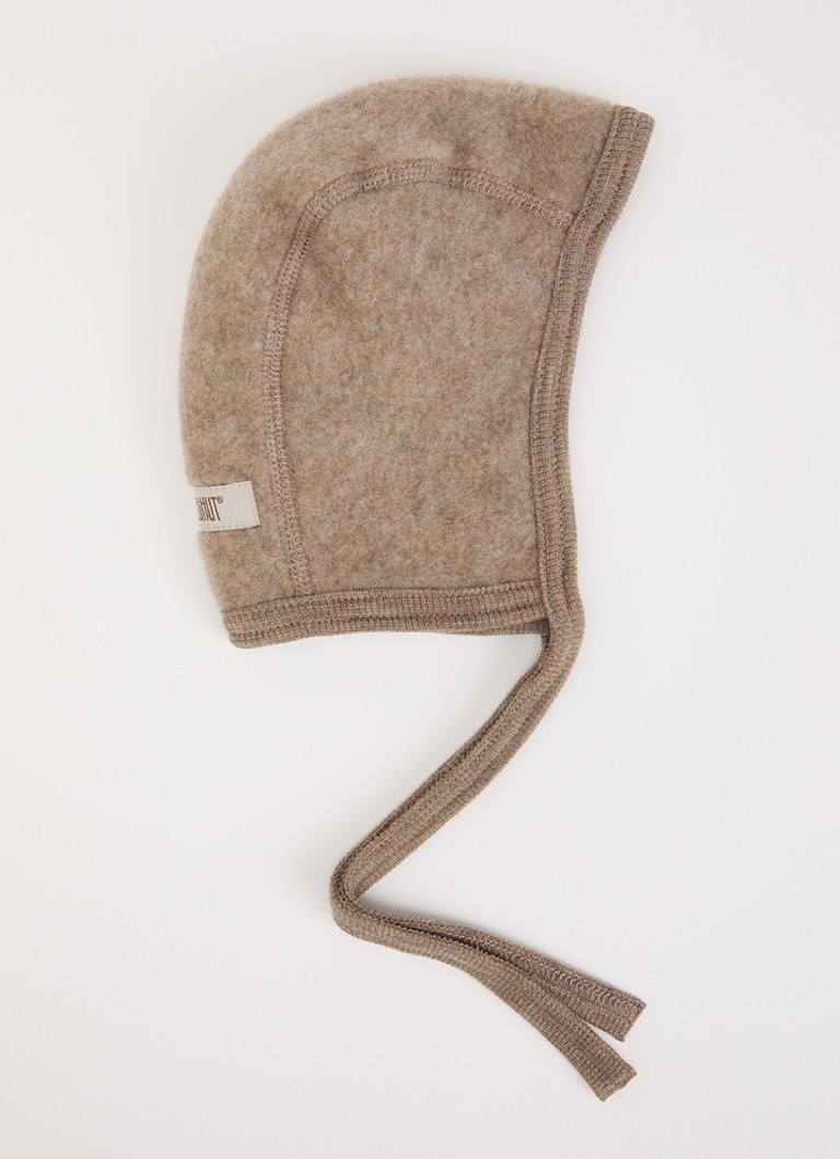 Huttelihut Meisjes Babymuts van merino wol in de kleur Donkerbeige, maat: 40\0-3M