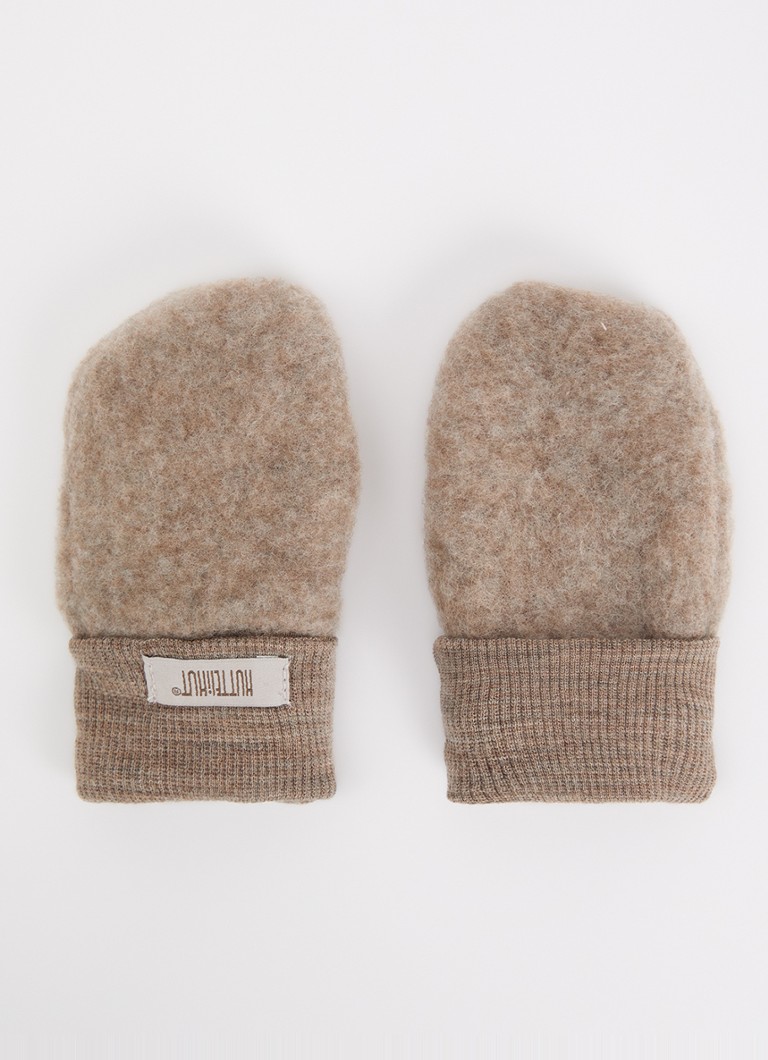 Huttelihut Meisjes Wanten van merino wol in de kleur Donkerbeige, maat: 50\56