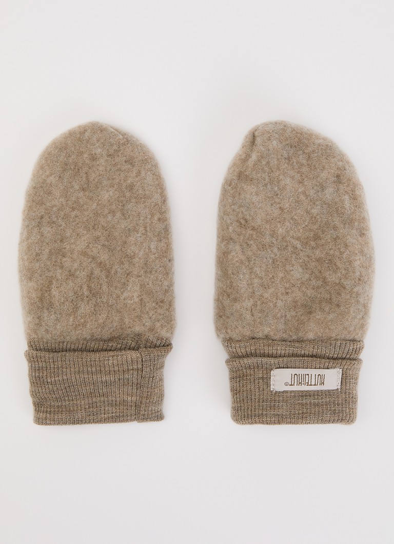 Huttelihut Meisjes Wanten van merino wol in de kleur Donkerbeige, maat: 62\68