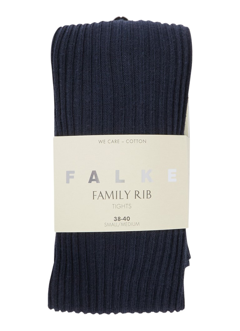 Falke Dames Family ribgebreide maillot van katoen in de kleur Donkerblauw, maat: 38-40