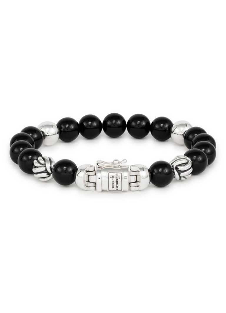 Buddha to Buddha Dames Spirit Bead kralenarmband van zilver met onyx in de kleur Zwart
