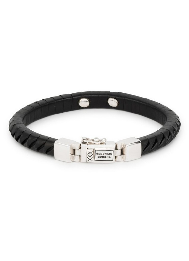 Buddha to Buddha Dames Komang Small armband van gevlochten leer in de kleur Zwart