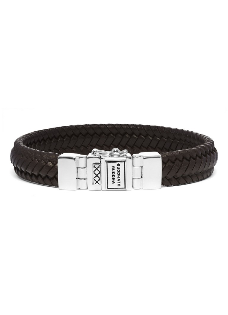 Buddha to Buddha Dames Edwin Small armband van gevlochten leer in de kleur Donkerbruin
