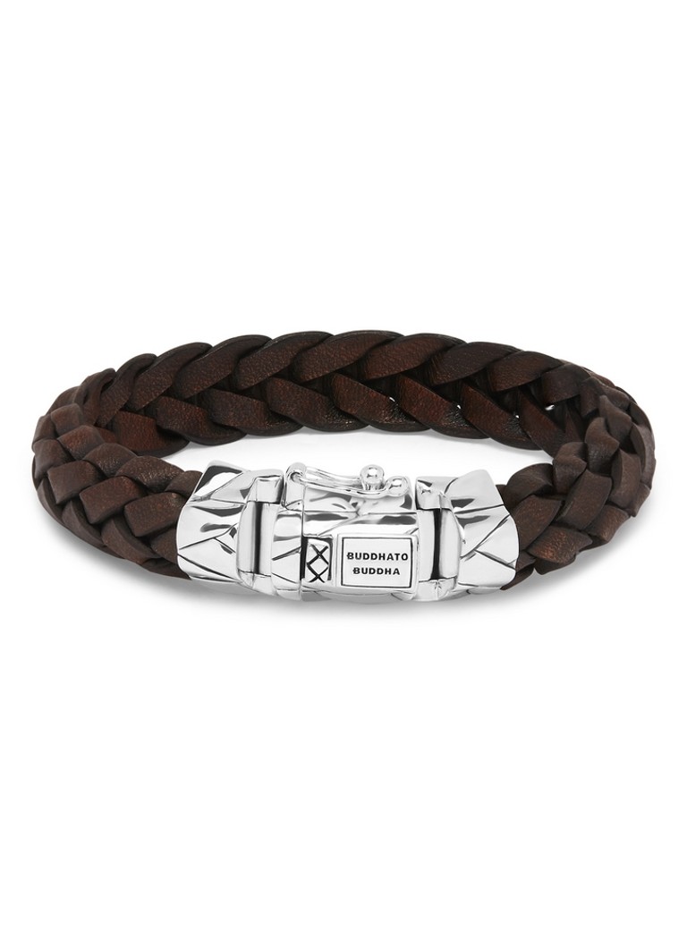 Buddha to Buddha Dames Mangky armband van gevlochten leer in de kleur Donkerbruin