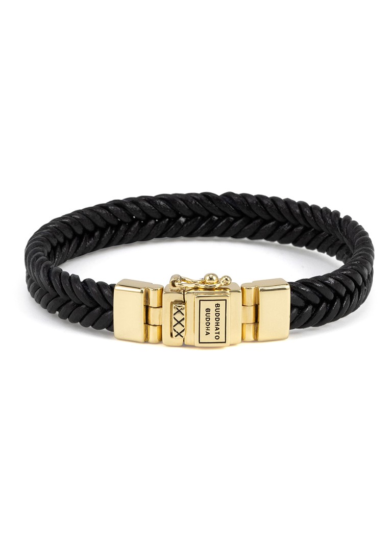 Buddha to Buddha Dames Barbara armband van gevlochten leer in de kleur Goud