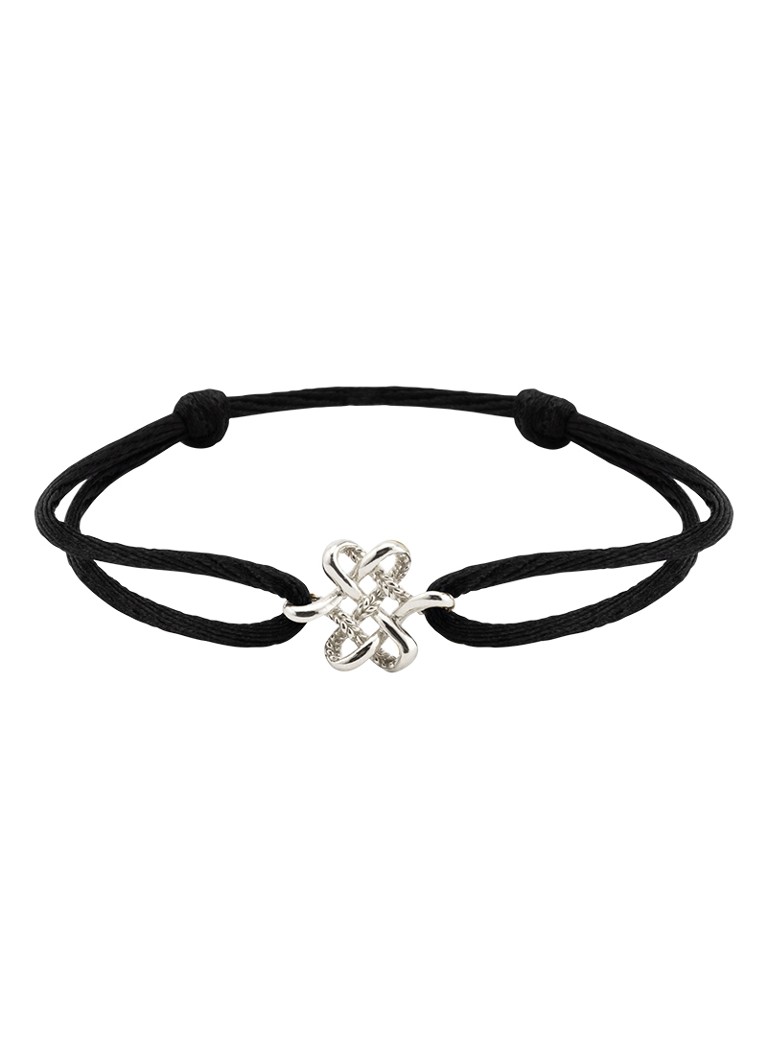 Buddha to Buddha Dames Endless Knot Cord armband van zilver in de kleur Zwart