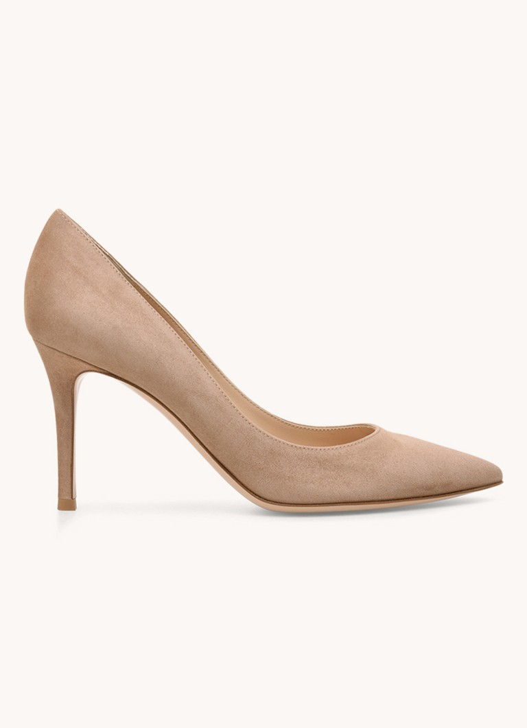 Gianvito Rossi Dames Gianvito 85 pump van suède in de kleur Donkerbeige