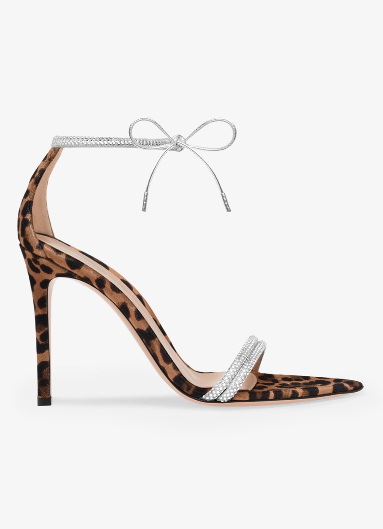 Gianvito Rossi Dames Montecarlo sandalette met leren details en strass in de kleur Bruin