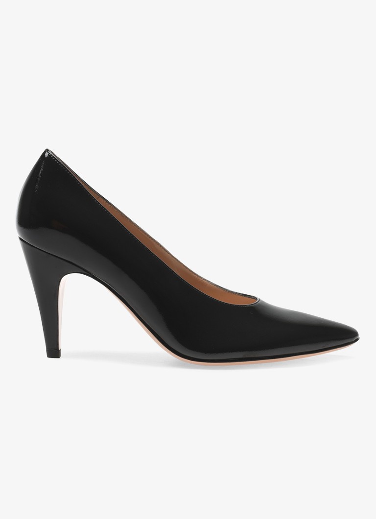 Gianvito Rossi Dames Amelia pump van leer met lakfinish in de kleur Zwart