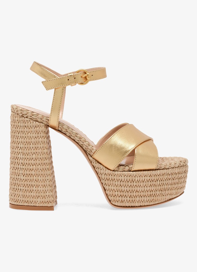 Gianvito Rossi Dames Bebe sandalette van leer met metallic finish in de kleur Goud