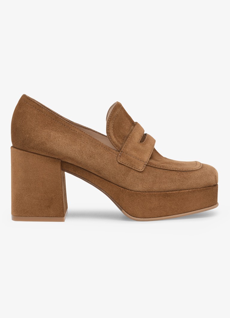 Gianvito Rossi Dames Rouen 45 mocassin van suède in de kleur Bruin