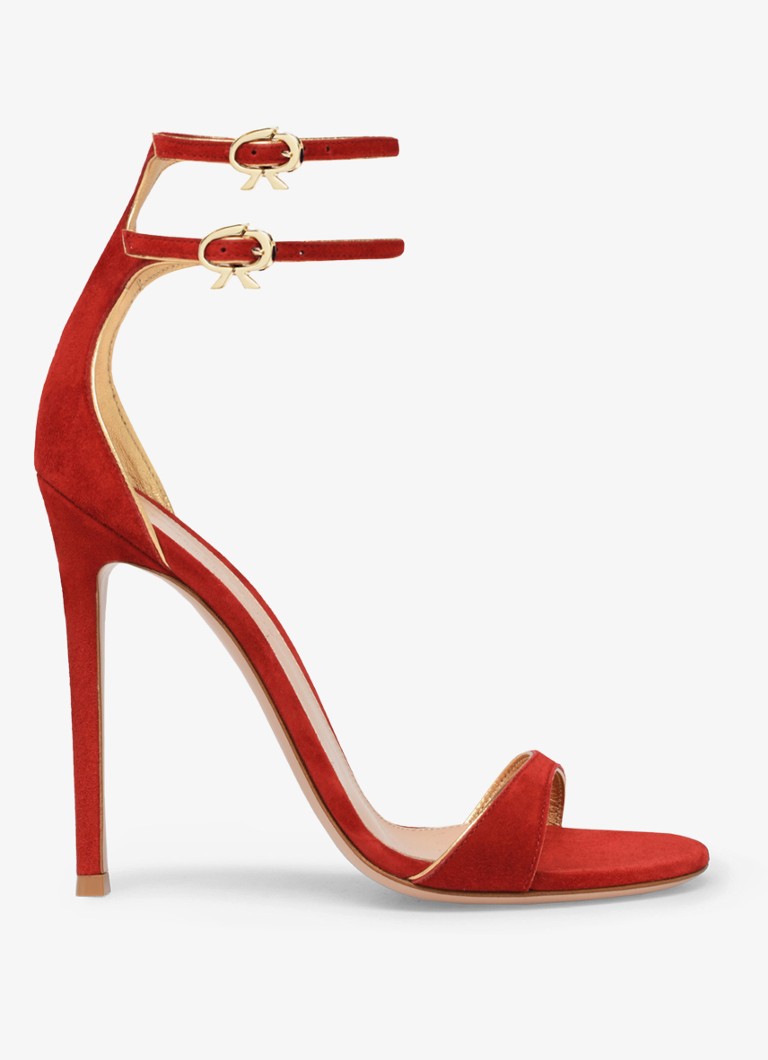 Gianvito Rossi Dames Victorine sandalette van suède in de kleur Rood