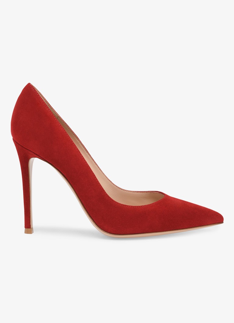Gianvito Rossi Dames Gianvito 105 pump van suède in de kleur Rood