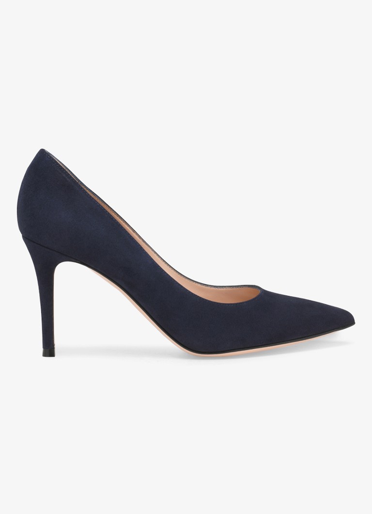 Gianvito Rossi Dames Gianvito 85 pump van suède in de kleur Donkerblauw