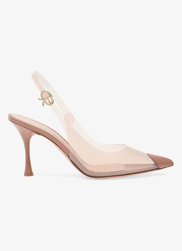 Gianvito Rossi Dames Diana 85 slingback met lakfinish in de kleur Beige