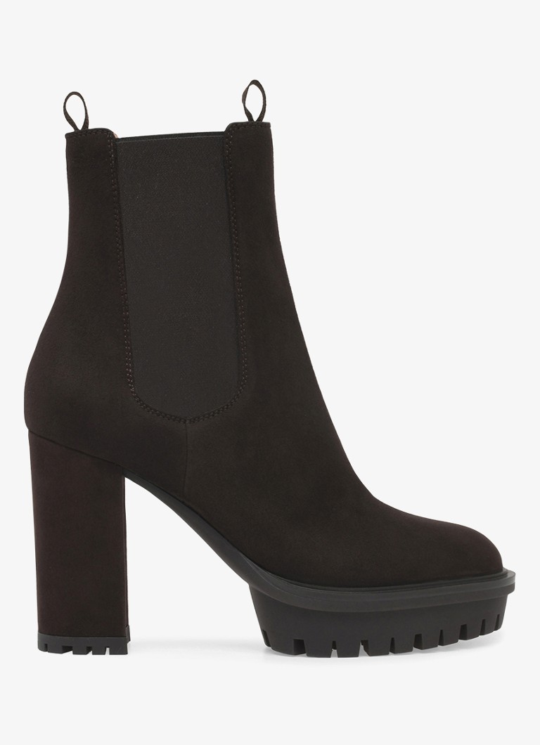 Gianvito Rossi Dames Barry chelsea boot van suède in de kleur Donkerbruin