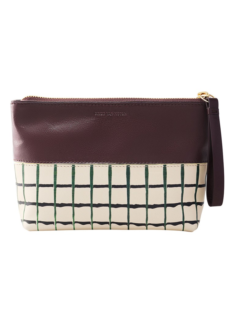 Dries Van Noten Pochette Bordeaux - make-up tas van kalfsleer Bordeaux 1 maat Beauty tools - Deal