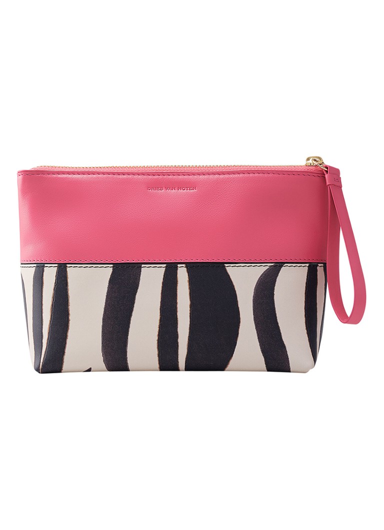 Dries Van Noten Pochette Pink - make-up tas van kalfsleer Pink 1 maat Beauty tools - Deal