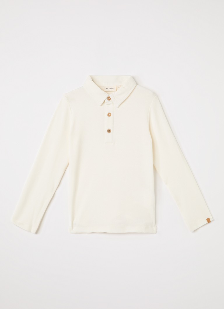 Lil 'Atelier Jongens NMMFundo polo in katoenblend in de kleur Ivoor, maat: 98
