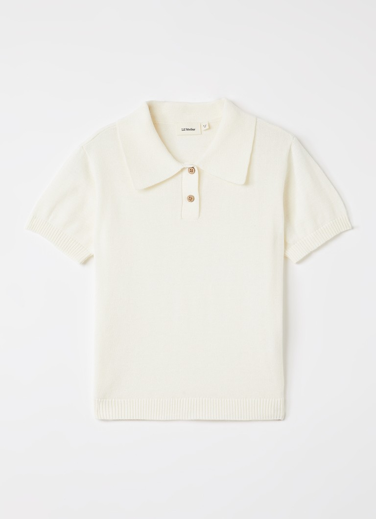 Lil 'Atelier Jongens NMFHitos fijngebreide polo in de kleur Gebroken wit, maat: 116