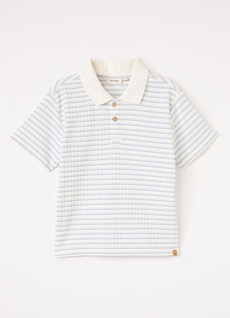 Lil 'Atelier Jongens NMMHaldur polo met streepprint in de kleur Ivoor, maat: 98