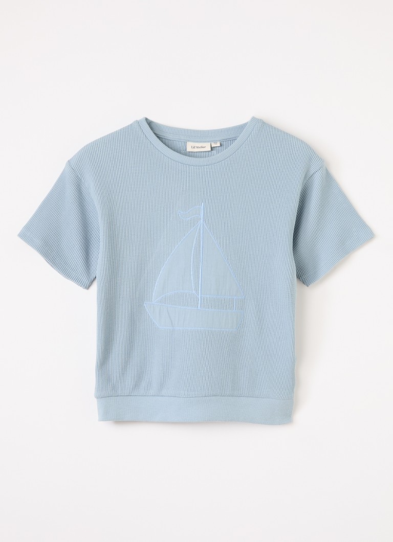Lil 'Atelier Jongens NMMHarun sweater met borduring in de kleur Lichtblauw, maat: 104