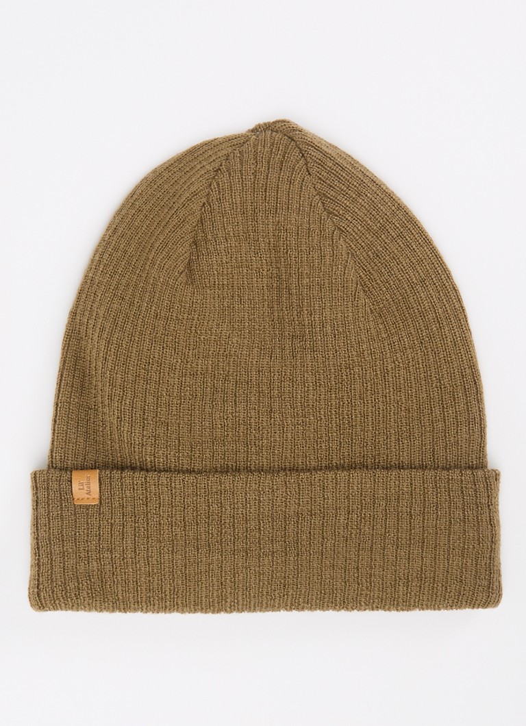 Lil 'Atelier Jongens NMNNanson ribgebreide muts van wol in de kleur Donkerbeige, maat: 52/53
