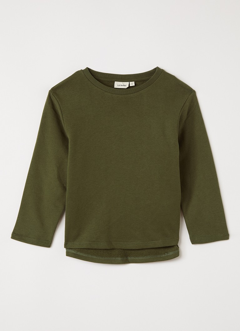 Lil 'Atelier Jongens Sweater met ronde hals in de kleur Mosgroen, maat: 98