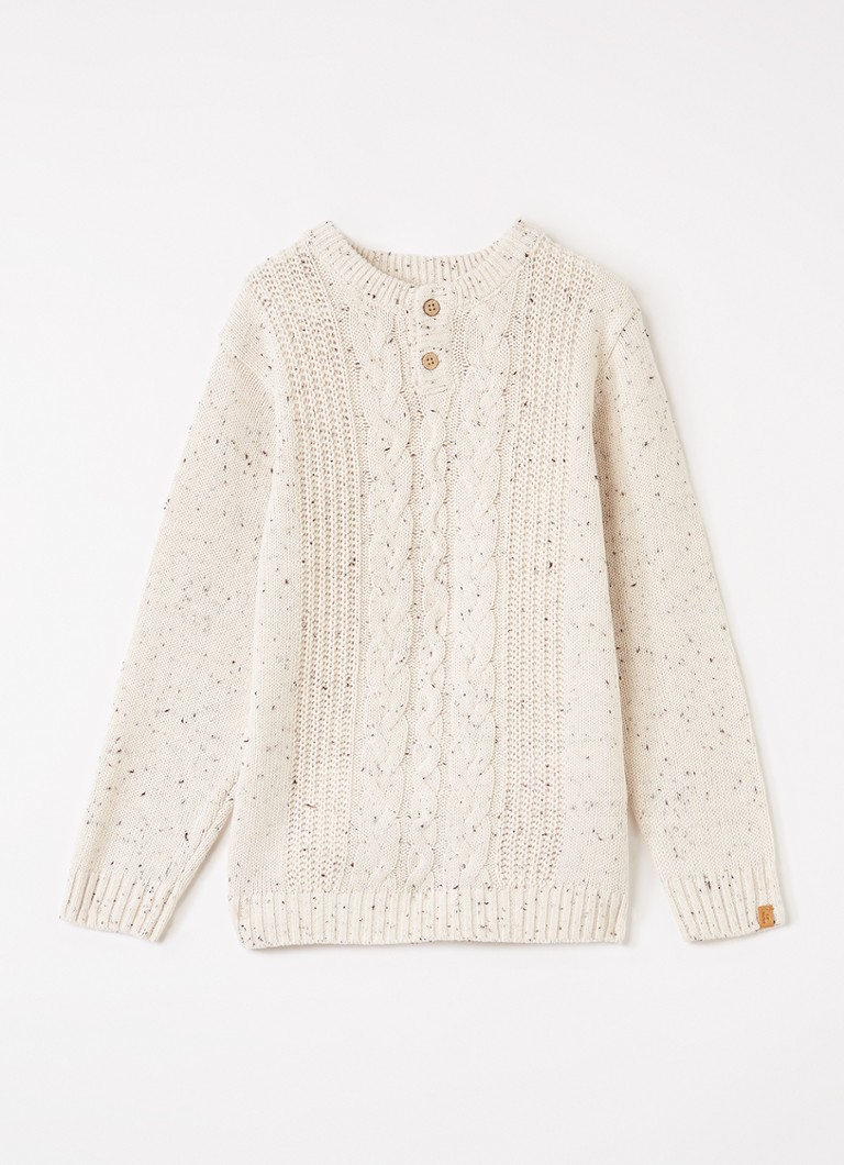Lil 'Atelier Jongens NMMGalto grofgebreide trui in de kleur Creme, maat: 104