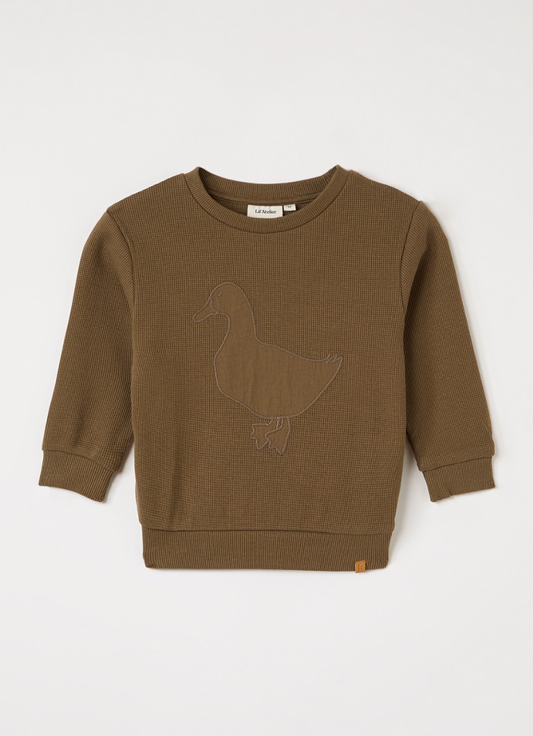 Lil 'Atelier Jongens NMMNaffel sweater met structuur en borduring in de kleur Cognac, maat: 98