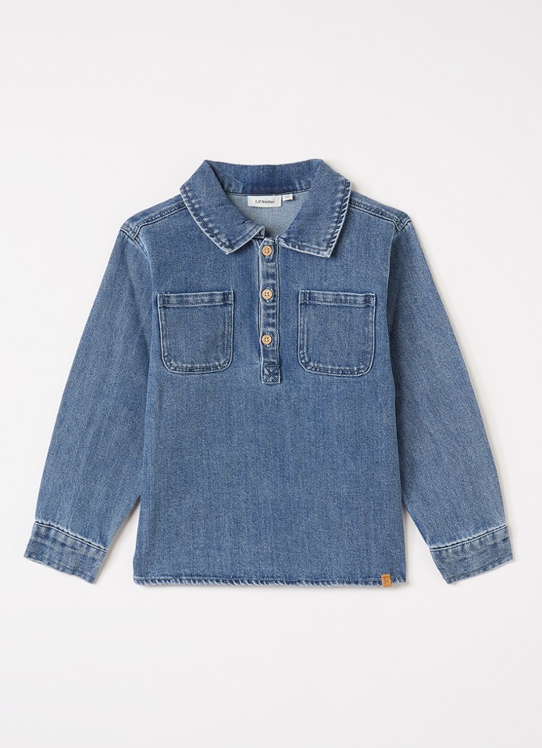 Lil 'Atelier Jongens NMMobello blouse van denim in de kleur Indigo, maat: 98