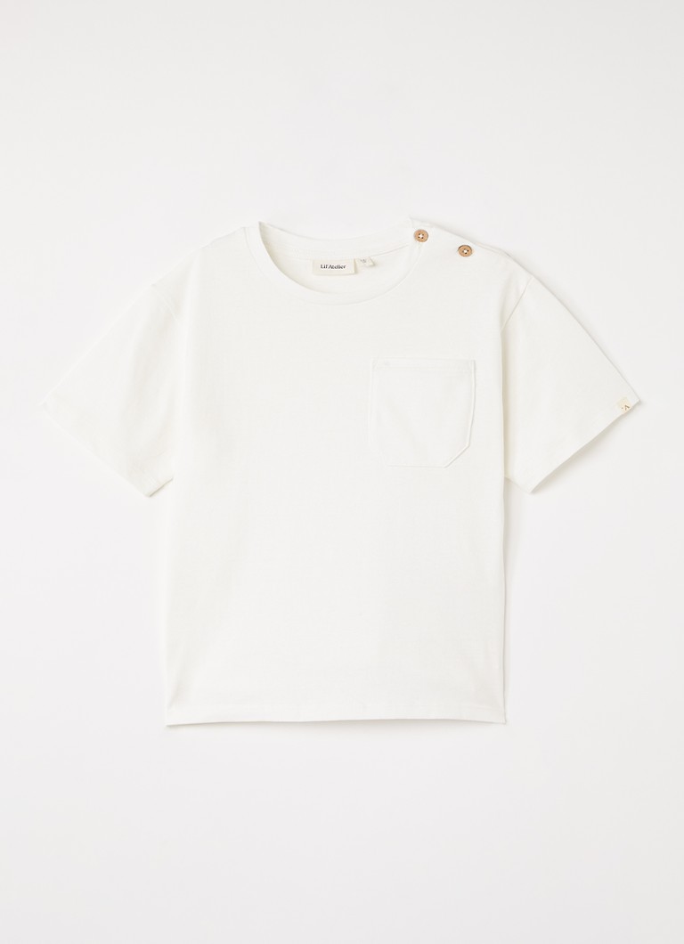 Lil 'Atelier Jongens NMMDolan T-shirt met borstzak in de kleur Gebroken wit, maat: 6