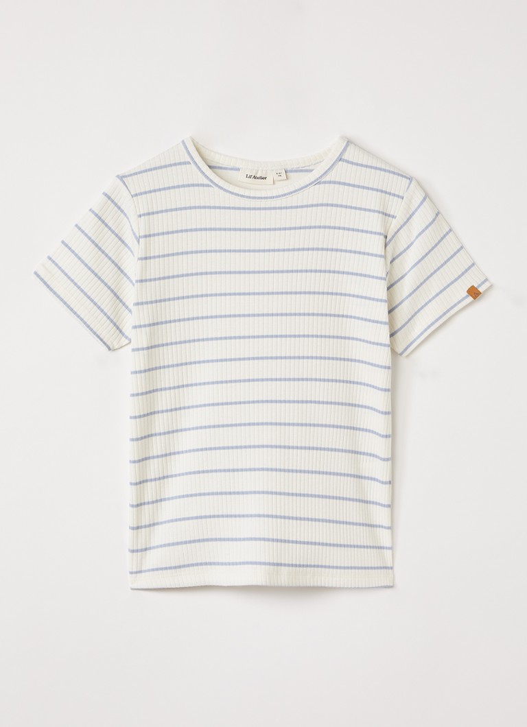 Lil 'Atelier Jongens NMMKail T-shirt met streepprint in de kleur Ivoor, maat: 4