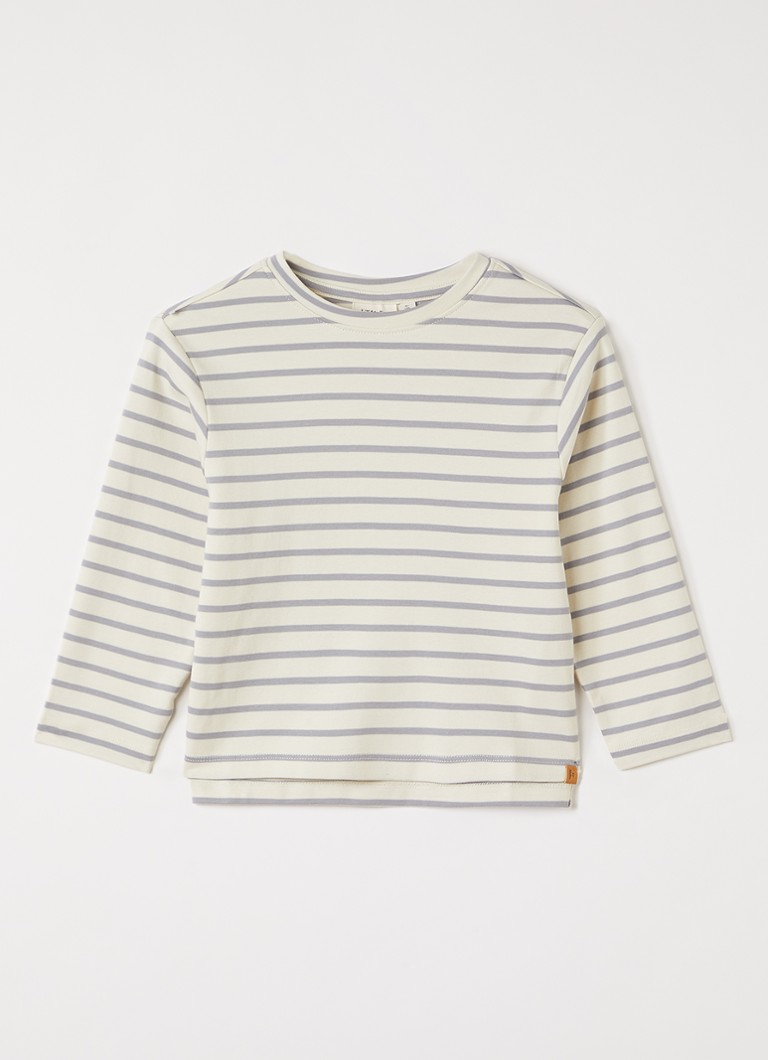 Lil 'Atelier Jongens NMMLimia longsleeve met streepprint in de kleur Creme, maat: 110